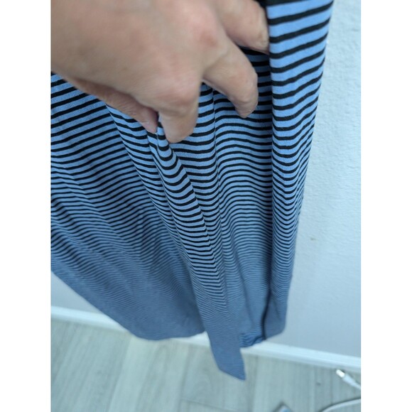 Artelier Nicole Miller Dress Womens Large Blue Black Striped Maxi Tank Stretch - Picture 4 of 9